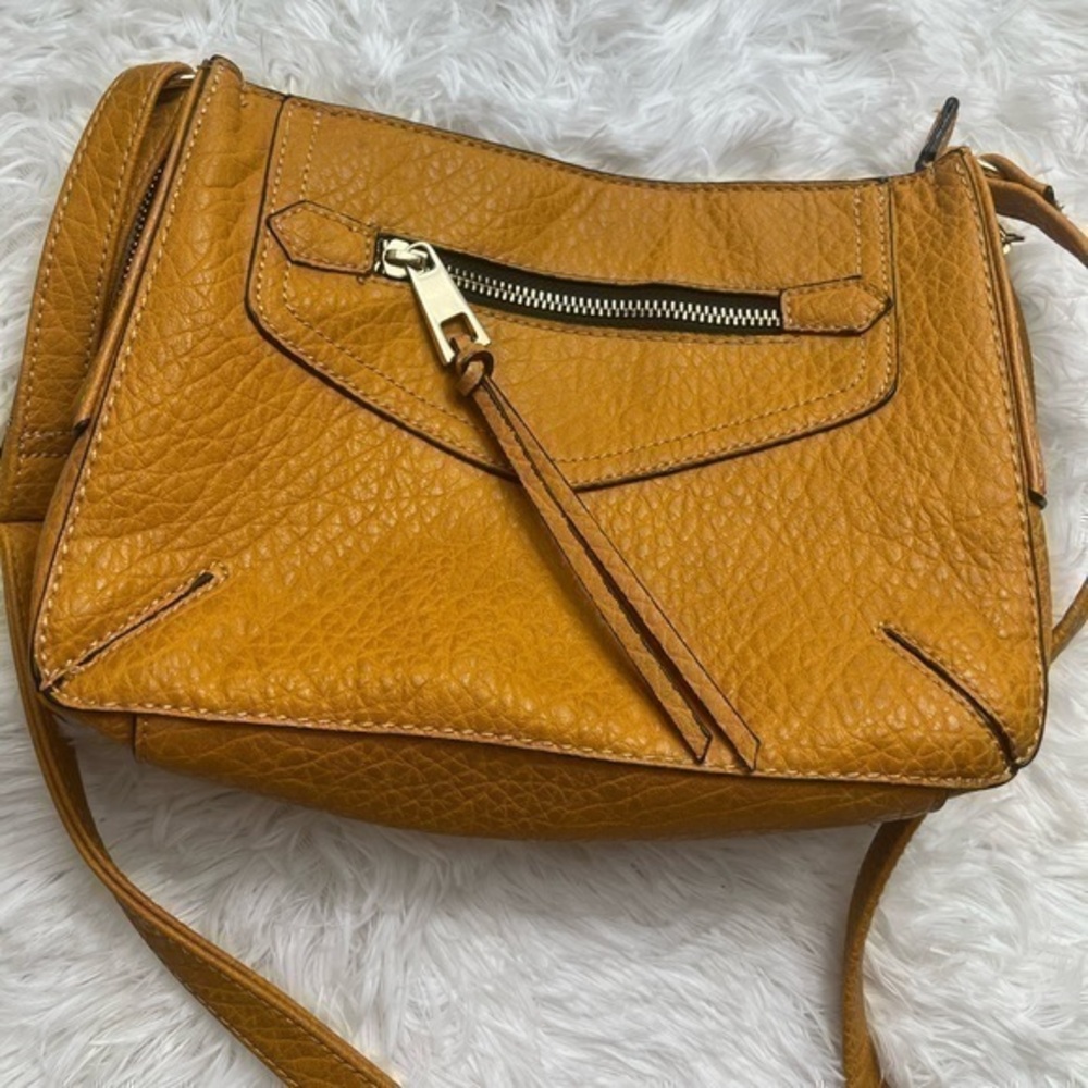 A+, Warm mustard, tassels, zippered, crossbody. NWOT.
